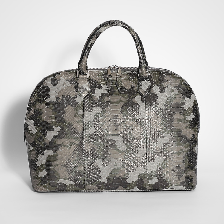 LE'SAC レザック パイソン ブリーフバッグ VENTURA45 camo.p カモフラ柄 グレー GREY ニシキヘビ革, globalstanceplus