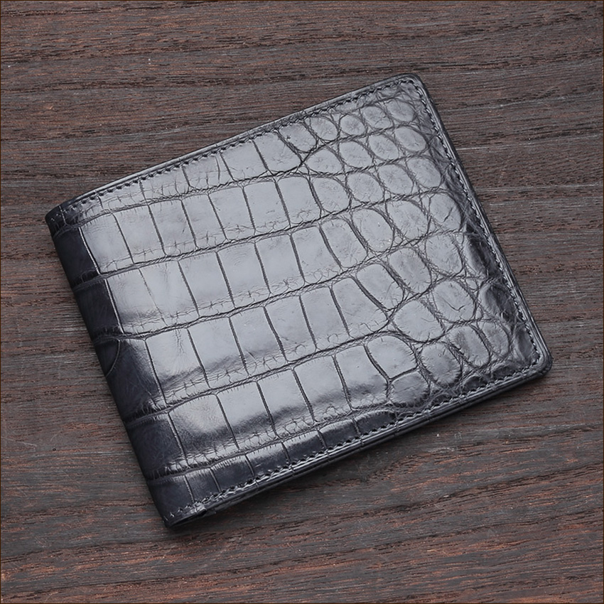 LE'SAC クロコダイルレザー 2つ折り財布 8117 グレー レザック   無双 wallet, globalstanceplus